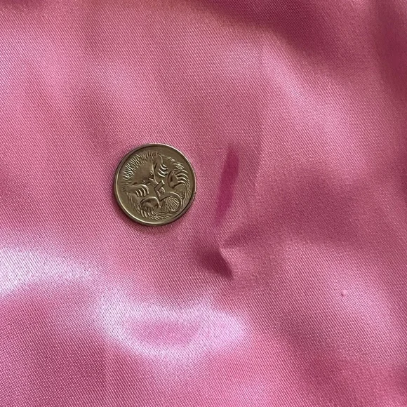 Love LaRouge Official Pink Satin “Death Before Dull Nails” Bomber Jacket Sz M - Picture 8 of 9